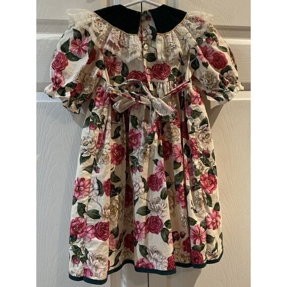 Vintage Little Princess Floral Rose Toddler Girls Dress Lace Size 3 Canada Made - Picture 8 of 12